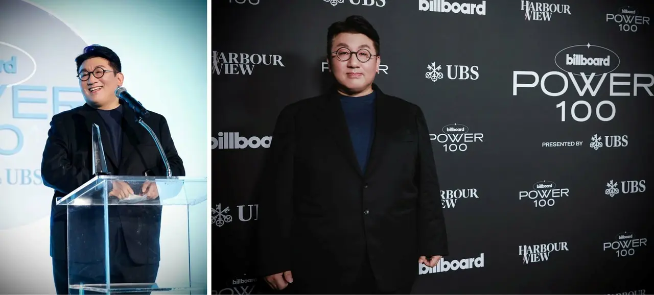 ▲ 「Billboard Power 100」授賞式に出席し、「Clive Davis Visionary Award」を受賞したHYBE議長のバン・シヒョク(写真出典:Billboard)