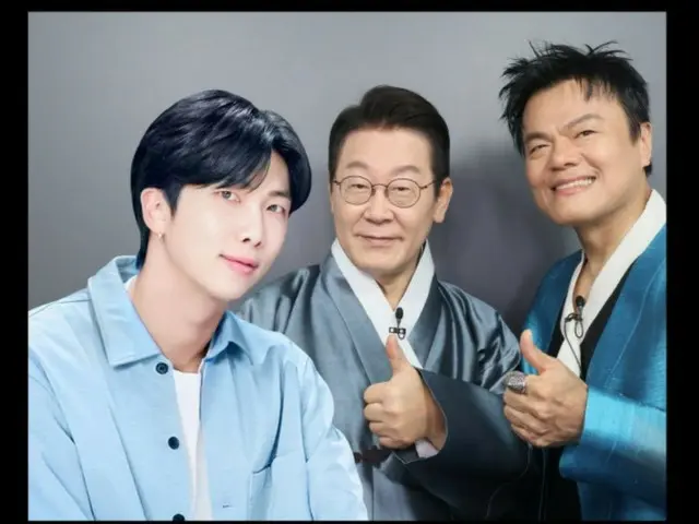 J.Y. Park（パク・チニョン）、“RM（BTS）フォトゾーン”で韓国大統領とポーズ…思いがけないスリーショット？