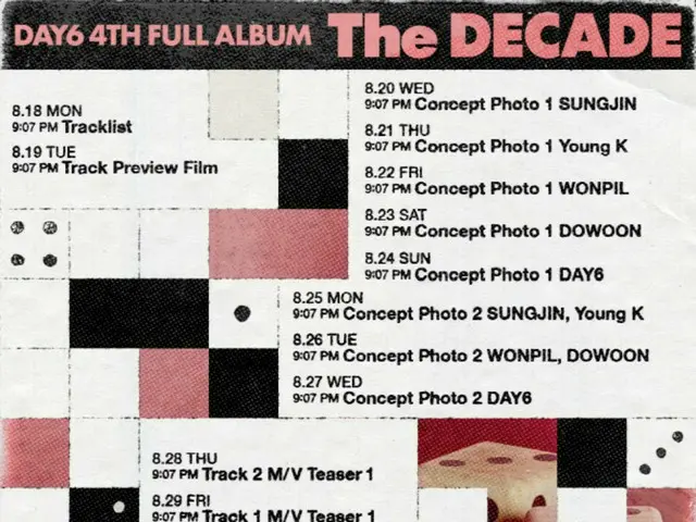 “デビュー10周年”「DAY6」、4thフルアルバムのティザー日程＆記念プロジェクトのスケジューラーを公開